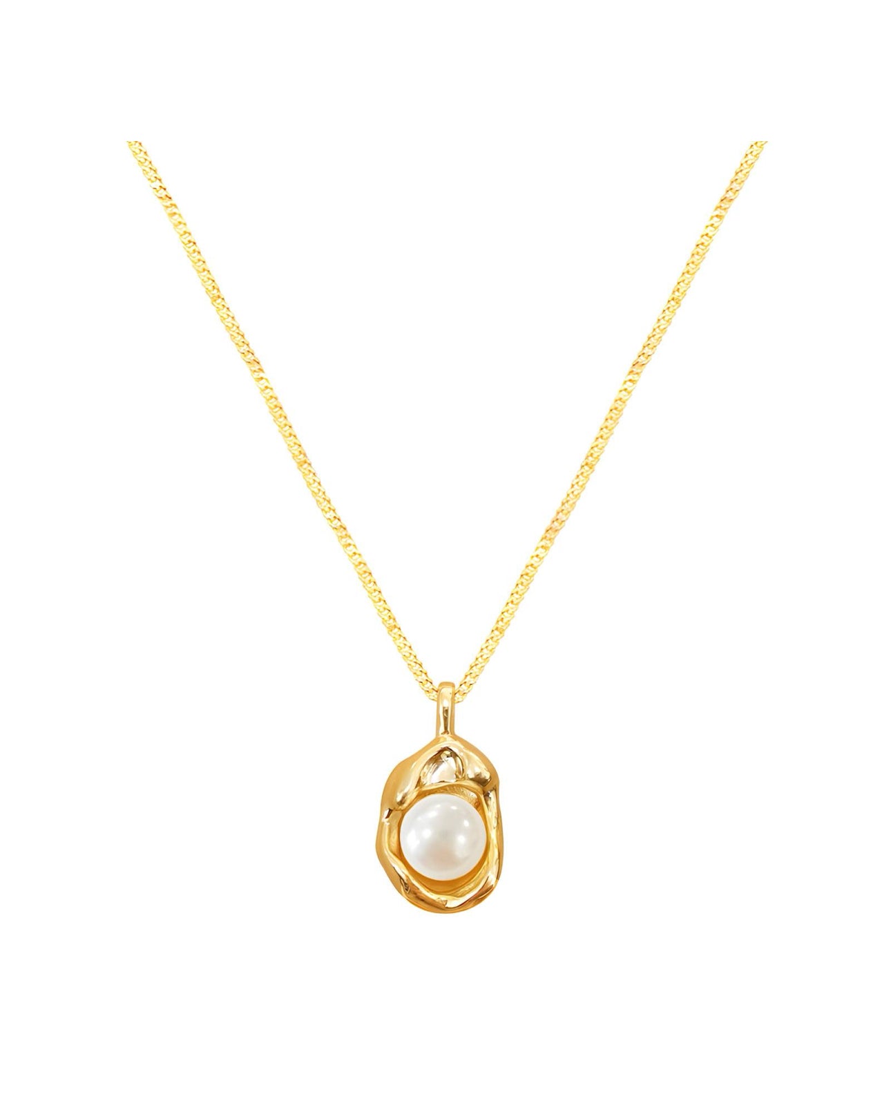 18K Gold Plated Stainless Steel, Waterproof and Hypoallergenic Non Tarnish Pearl Necklace