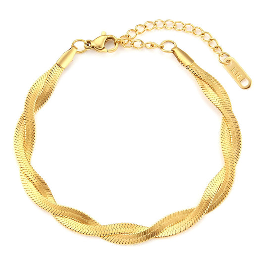 18K Gold Plated Stainless Steel, Waterproof and Hypoallergenic Non Tarnish Bracelet